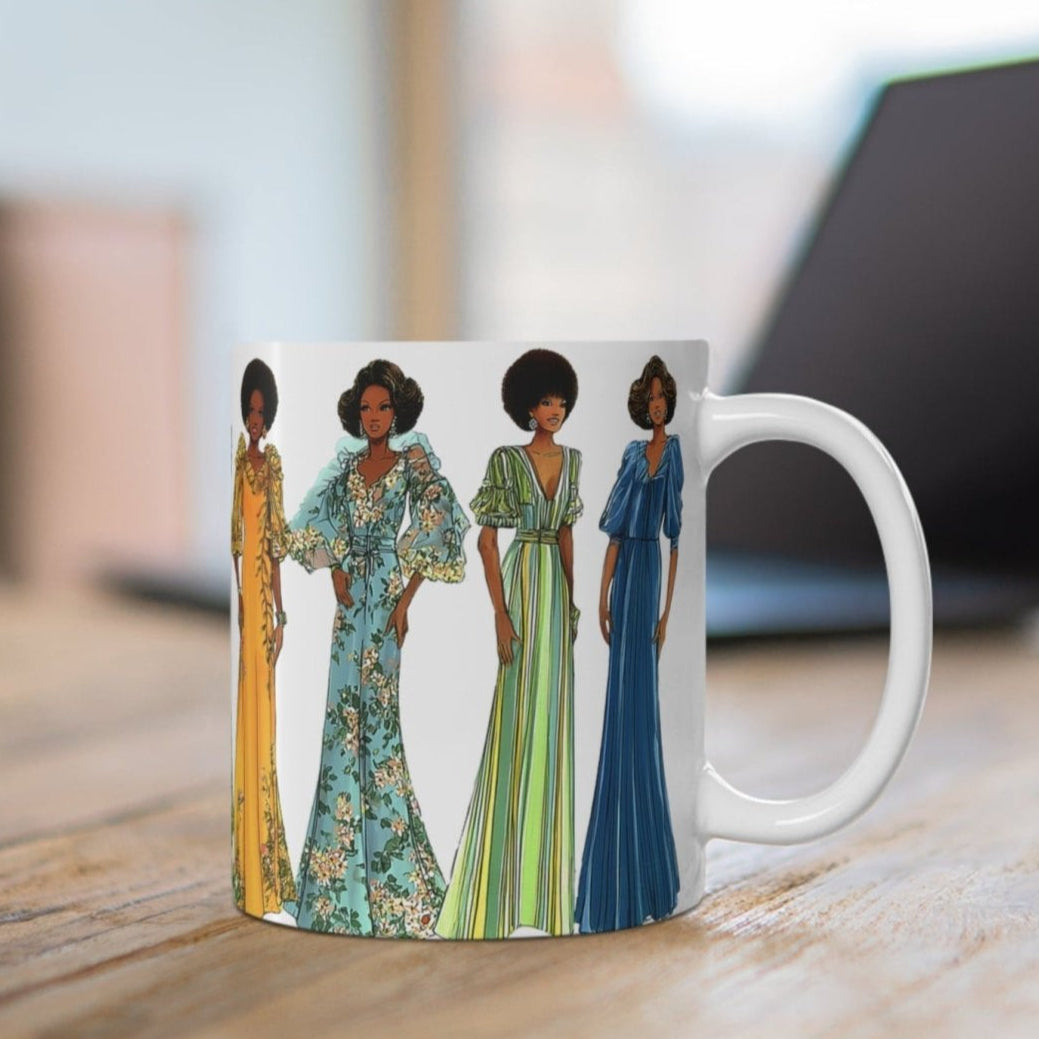 white christmas dresses 70s Fashion Dresses Mug – The Trini Gee