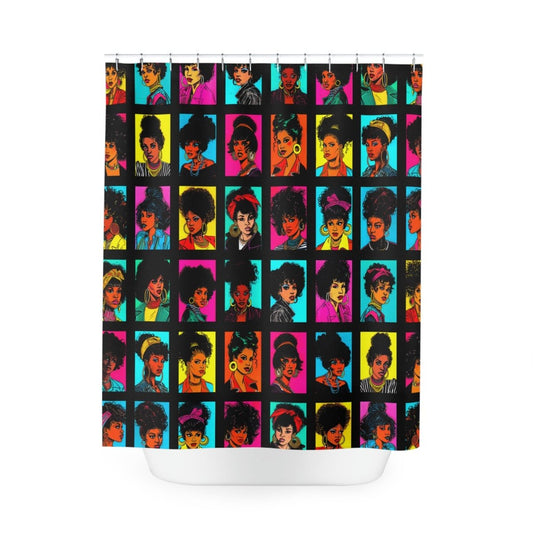 80s Hair Shower Curtain - Afrocentric Art by The Trini Gee