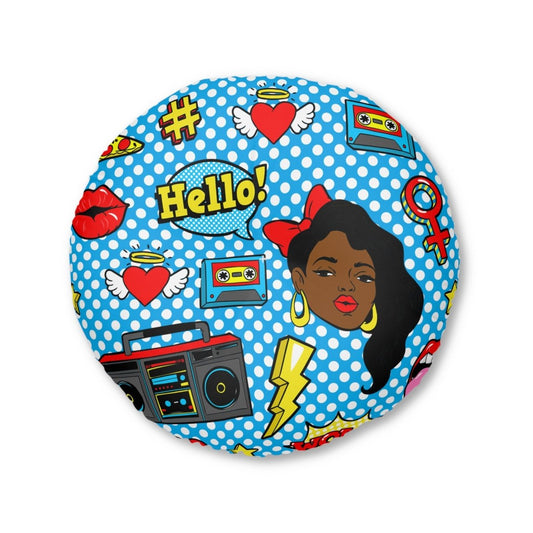 80s Vibe Floor Pillow - Afrocentric Art by The Trini Gee