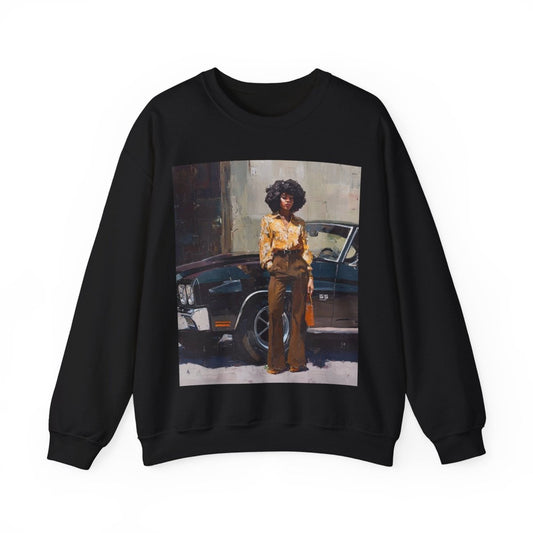 Afro Classic Car Sweatshirt - Afrocentric Art by The Trini Gee