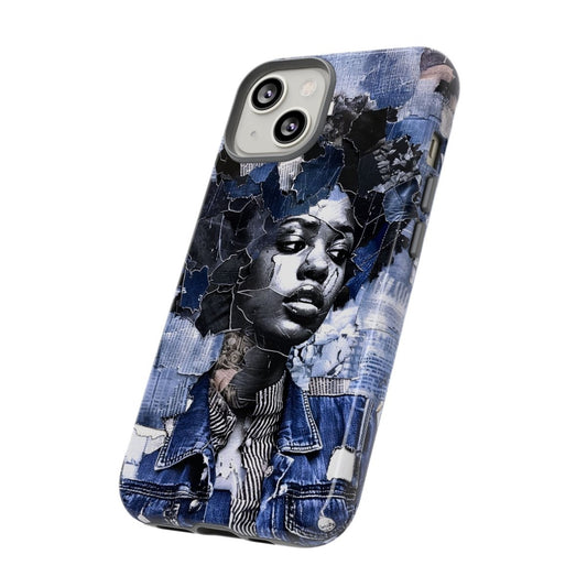 Afro Denim Phone Case - Afrocentric Art by The Trini Gee