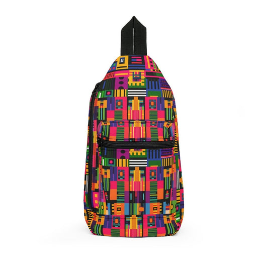 Afro Digital Kente Sling Bag - Afrocentric Art by The Trini Gee
