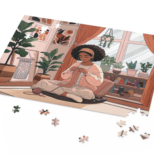 Afro Lady Knitting Puzzle - Afrocentric Art by The Trini Gee