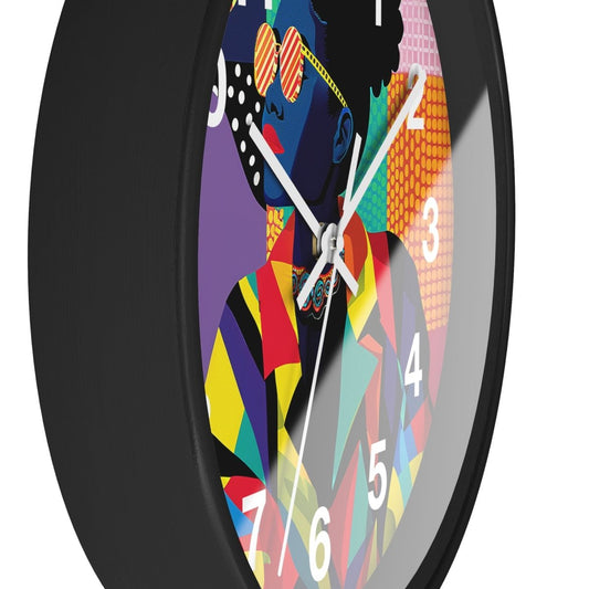 Afro Puffs Geometric Wall Clock - Afrocentric Art by The Trini Gee