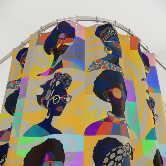 Afro Squares Shower Curtain - Afrocentric Art by The Trini Gee