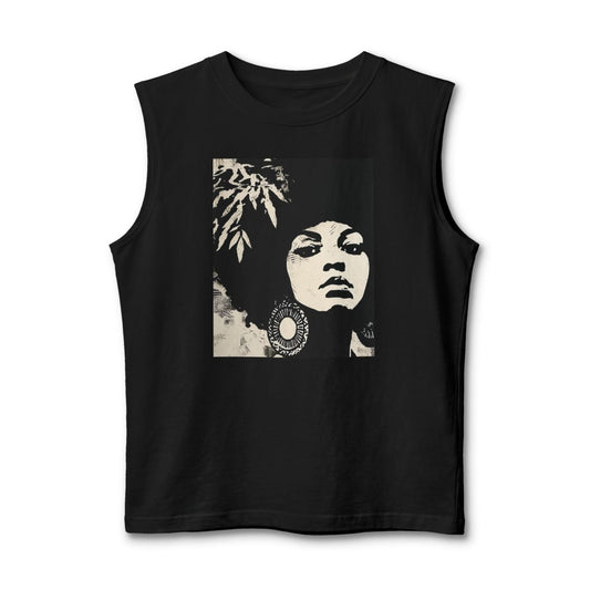 Afro Stencil Muscle Tank - Afrocentric Art by The Trini Gee