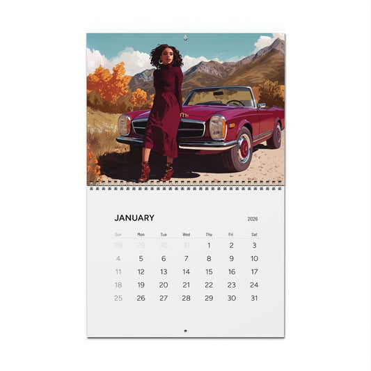 Black Girls with Cars 2026 Calendar - Afrocentric Art by The Trini Gee