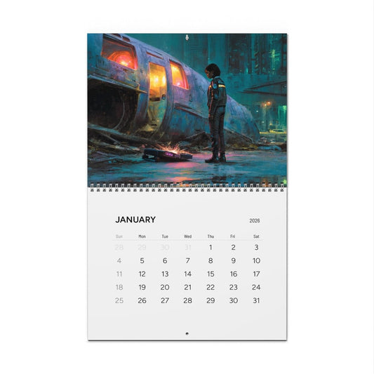 Black Girls with UFOs 2026 Wall Calendar - Afrocentric Art by The Trini Gee