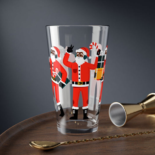 Black Santa 16oz Glass - The Trini Gee