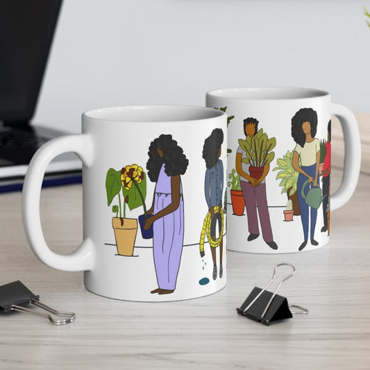 Black Women Garden Mug - Afrocentric Art by The Trini Gee