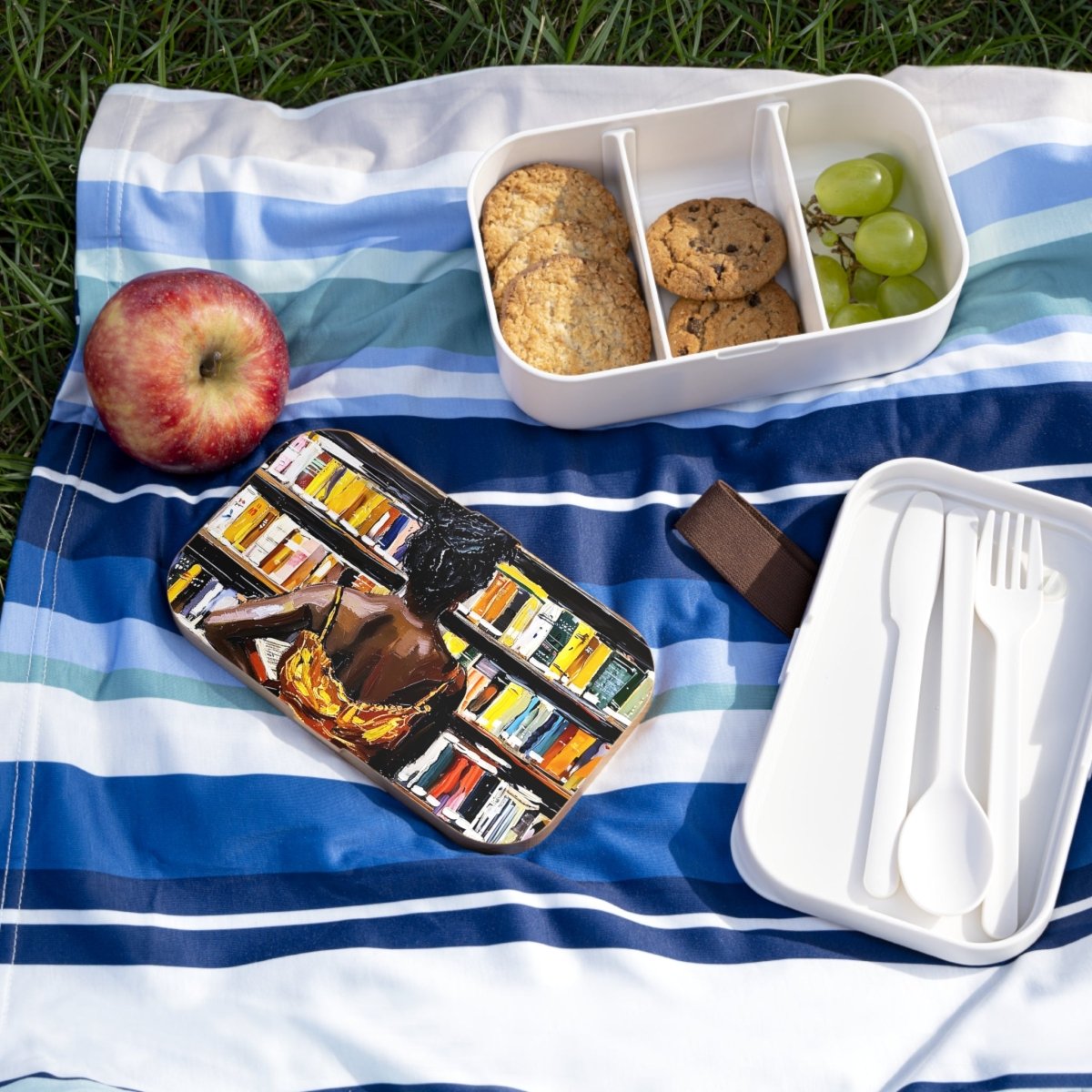 Bookstore Girl Bento Box - Afrocentric Art by The Trini Gee