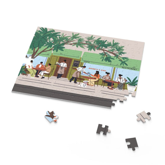 Cafe Scene Puzzle - Afrocentric Art by The Trini Gee
