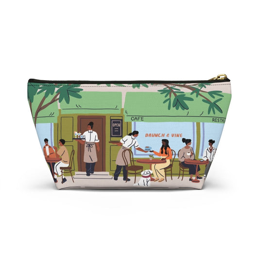 Cafe Scene T - Bottom Accessory Pouch - Afrocentric Art by The Trini Gee