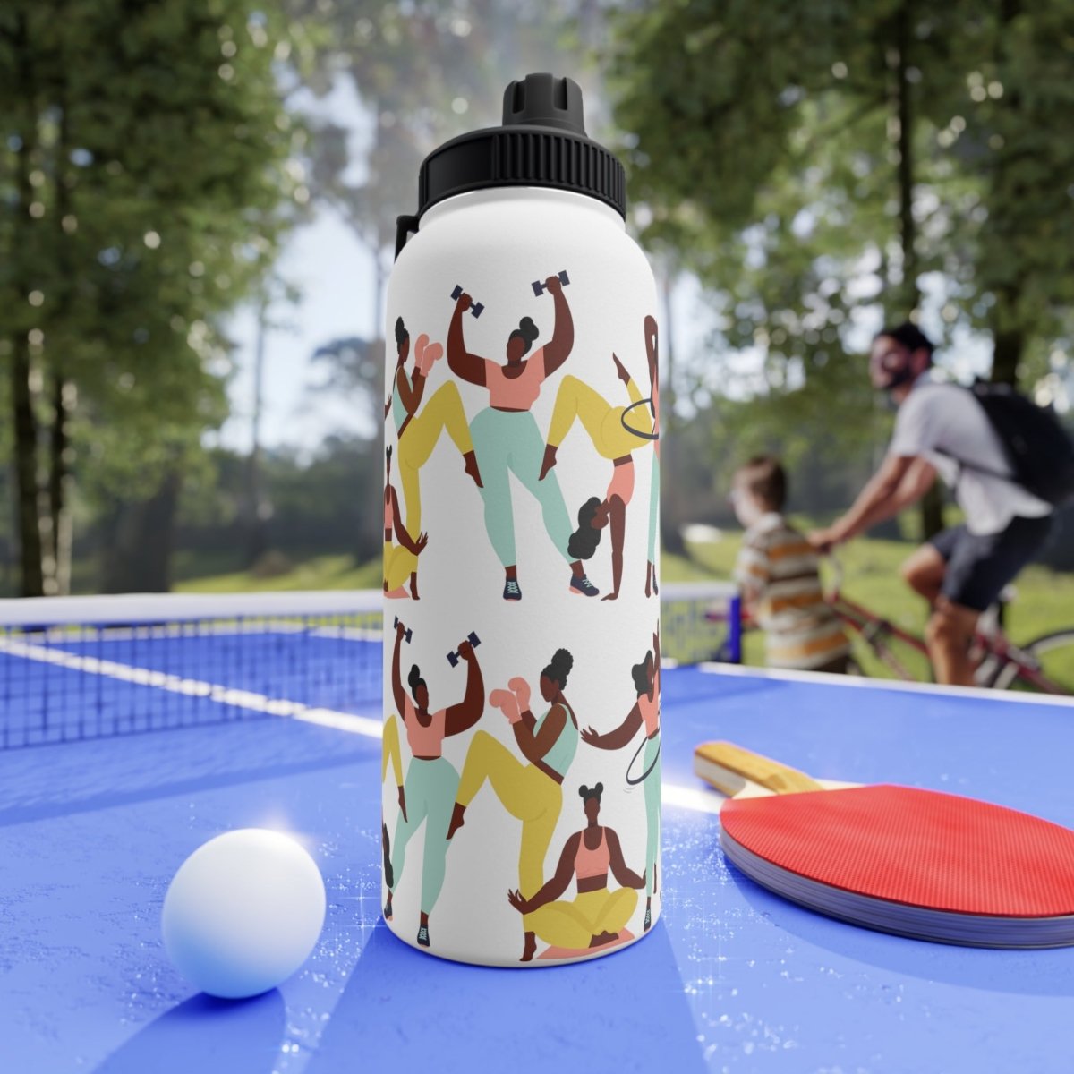 Fitness Girls 32oz Water Bottle - Afrocentric Art by The Trini Gee