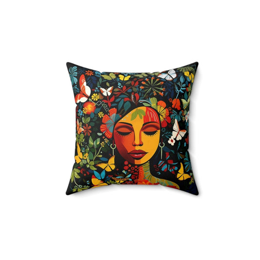 Floral Woman Pillow - Afrocentric Art by The Trini Gee