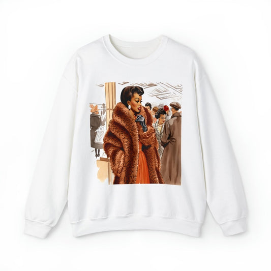 Fur Coat Woman Sweatshirt - Afrocentric Art by The Trini Gee