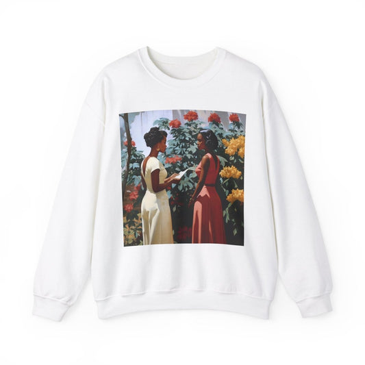 Garden Chat Sweatshirt - Afrocentric Art by The Trini Gee