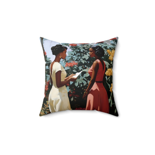Garden Talk Pillow - Afrocentric Art by The Trini Gee