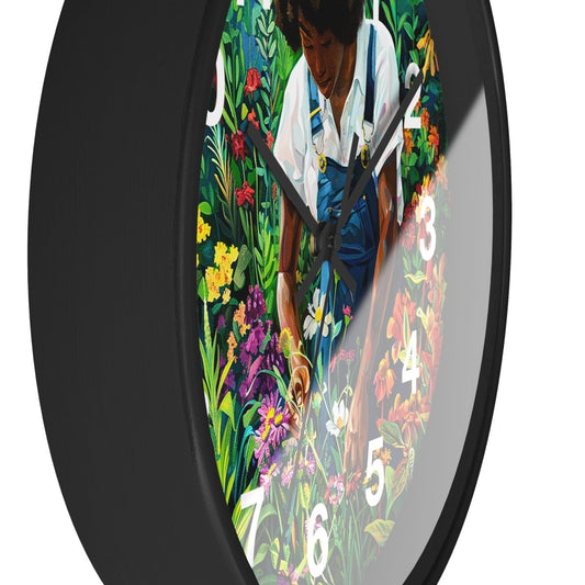 Garden Woman Wall Clock - Afrocentric Art by The Trini Gee
