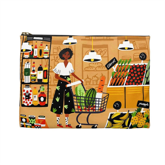 Getting Groceries Accessory Pouch - Afrocentric Art by The Trini Gee