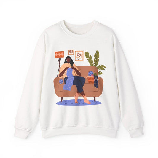 Knitting Woman Sweatshirt - Afrocentric Art by The Trini Gee