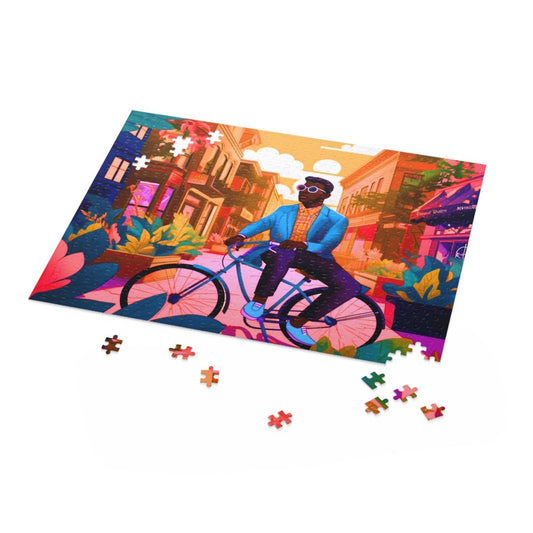 Man on Bike Puzzle - Afrocentric Art by The Trini Gee