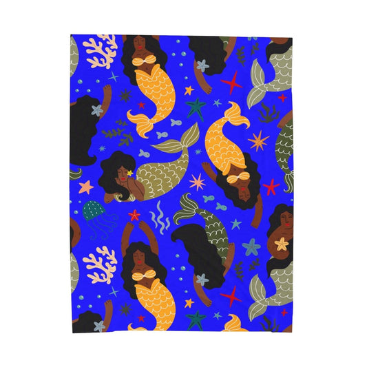 Mermaid Women Blanket - Afrocentric Art by The Trini Gee