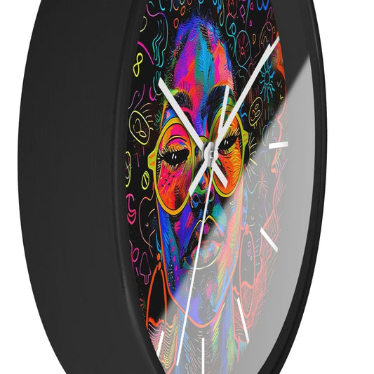 Neon Glow Wall Clock - Afrocentric Art by The Trini Gee