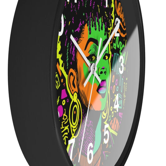 Neon Graffiti Wall Clock - Afrocentric Art by The Trini Gee