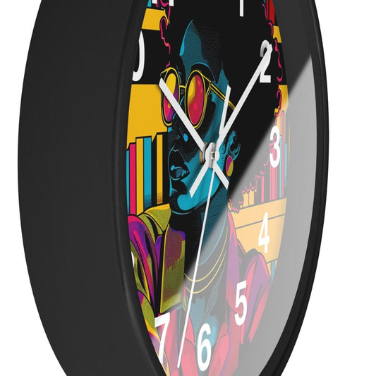 Neon Reader Wall Clock - Afrocentric Art by The Trini Gee