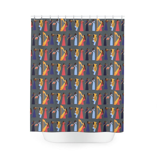Orchestra Women Shower Curtain - Afrocentric Art by The Trini Gee
