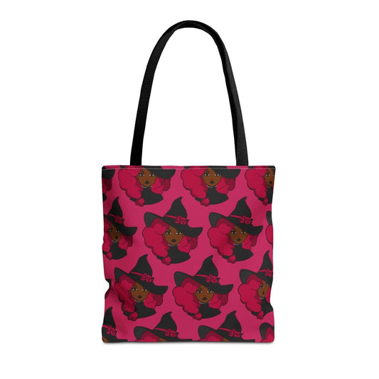 Pink Fro Witch Tote Bag - Afrocentric Art by The Trini Gee
