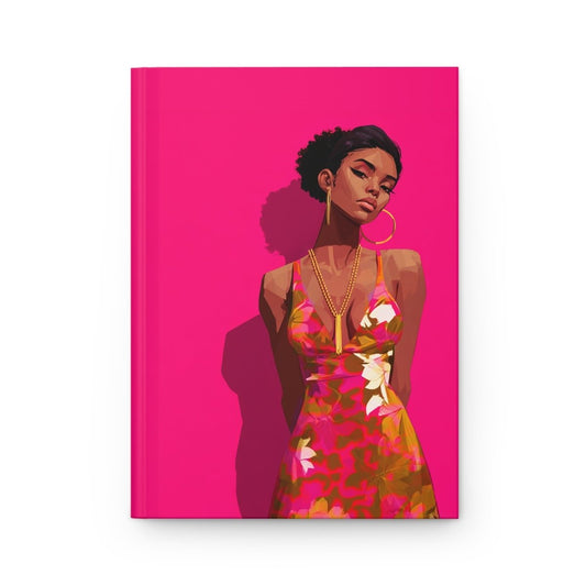 Pink Lady Floral Journal - Afrocentric Art by The Trini Gee