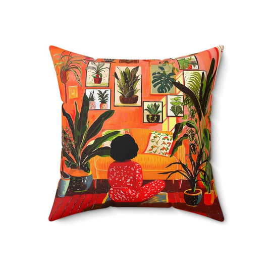 Plant Room Pillow - Afrocentric Art by The Trini Gee