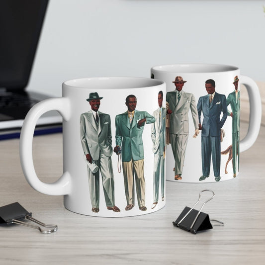 Retro Black Men Mug - Afrocentric Art by The Trini Gee