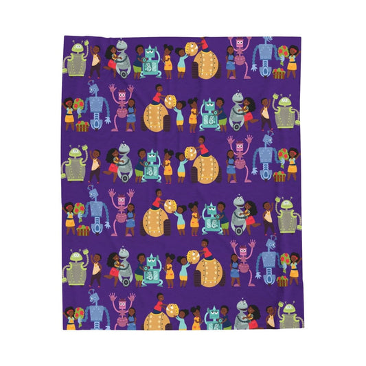 Robotics Throw Blanket - Afrocentric Art by The Trini Gee