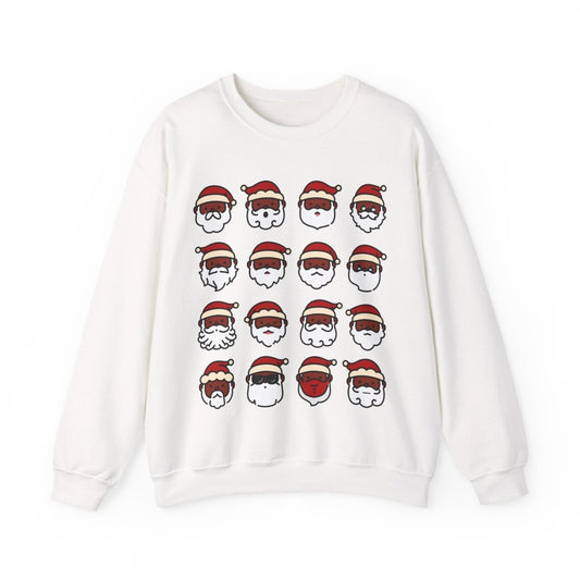 Santa Faces Sweatshirt - Afrocentric Art by The Trini Gee