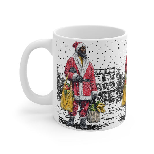 Santa Grocery Run Mug - Afrocentric Art by The Trini Gee