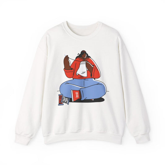Sewing Girl Sweatshirt - Afrocentric Art by The Trini Gee