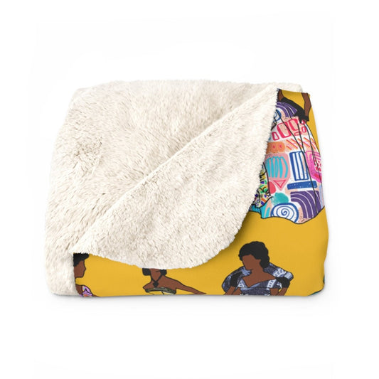 Vintage Fashion Throw Blanket - Afrocentric Art by The Trini Gee