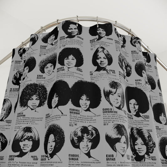 Wig Ad Shower Curtain - Afrocentric Art by The Trini Gee