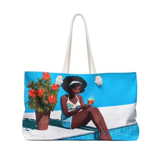 Woman by Pool Weekender Bag - Afrocentric Art by The Trini Gee