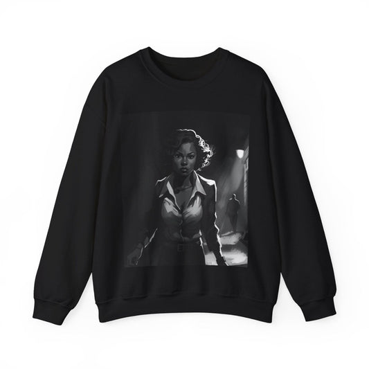 Woman in Dark Alley Sweatshirt - Afrocentric Art by The Trini Gee