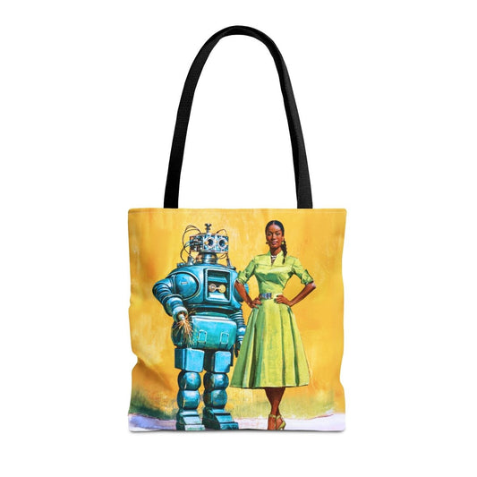 Woman with Bot Tote Bag - Afrocentric Art by The Trini Gee