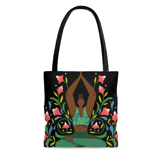 Yoga Floral Tote Bag - Afrocentric Art by The Trini Gee
