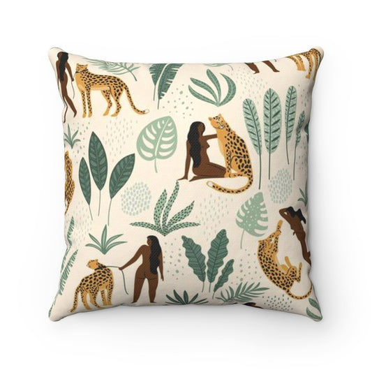 Brown Woman Cheetah Pillow-The Trini Gee