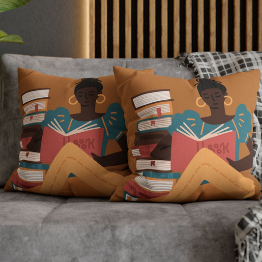 Woman Reading Books Pillow