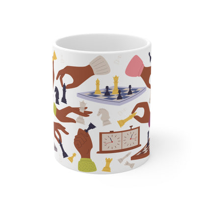 Brown Hands Play Chess Mug