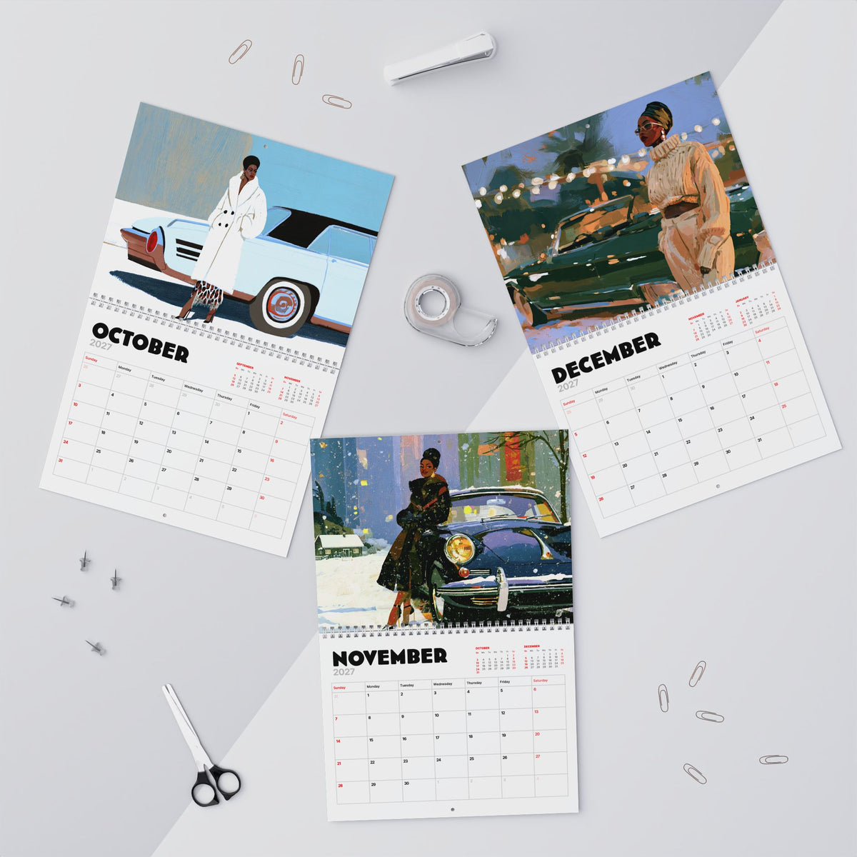 Classic Cars & Melanin 2027 Wall Calendar