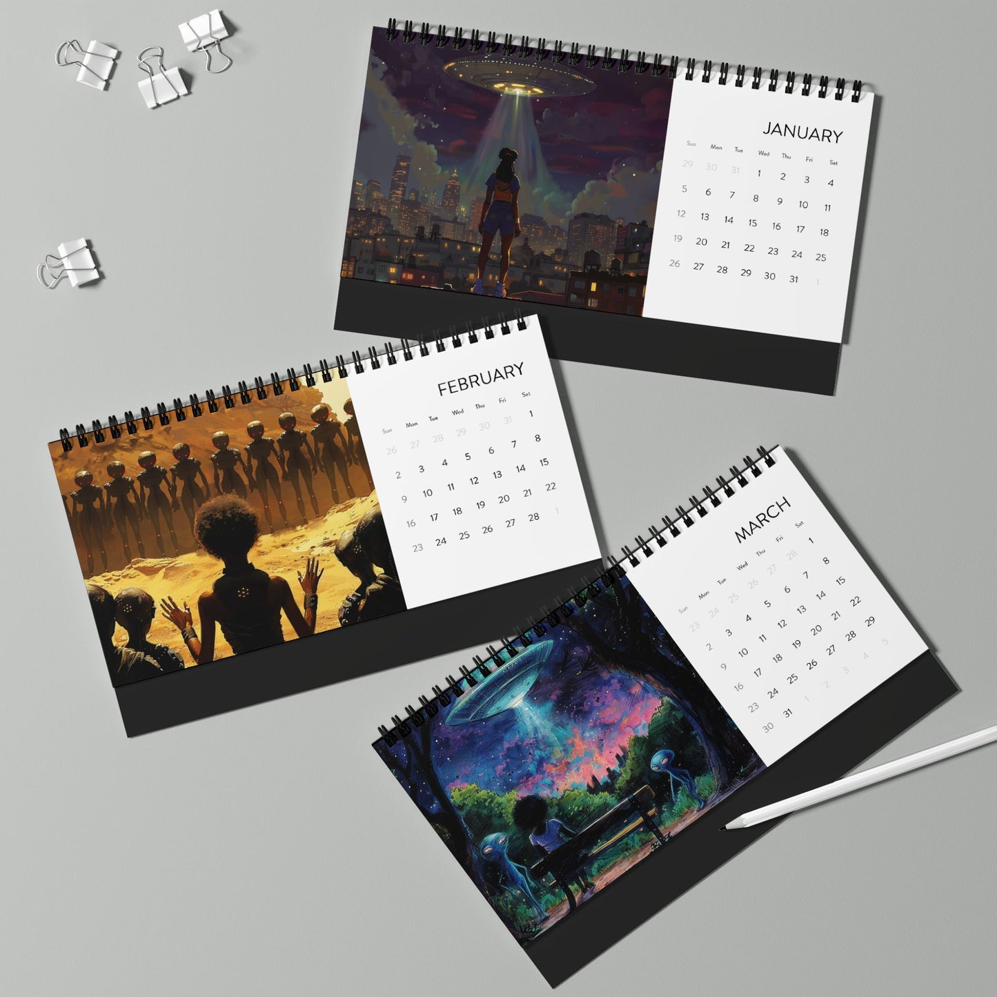 Afro Galactic Her 2025 Desk Calendar